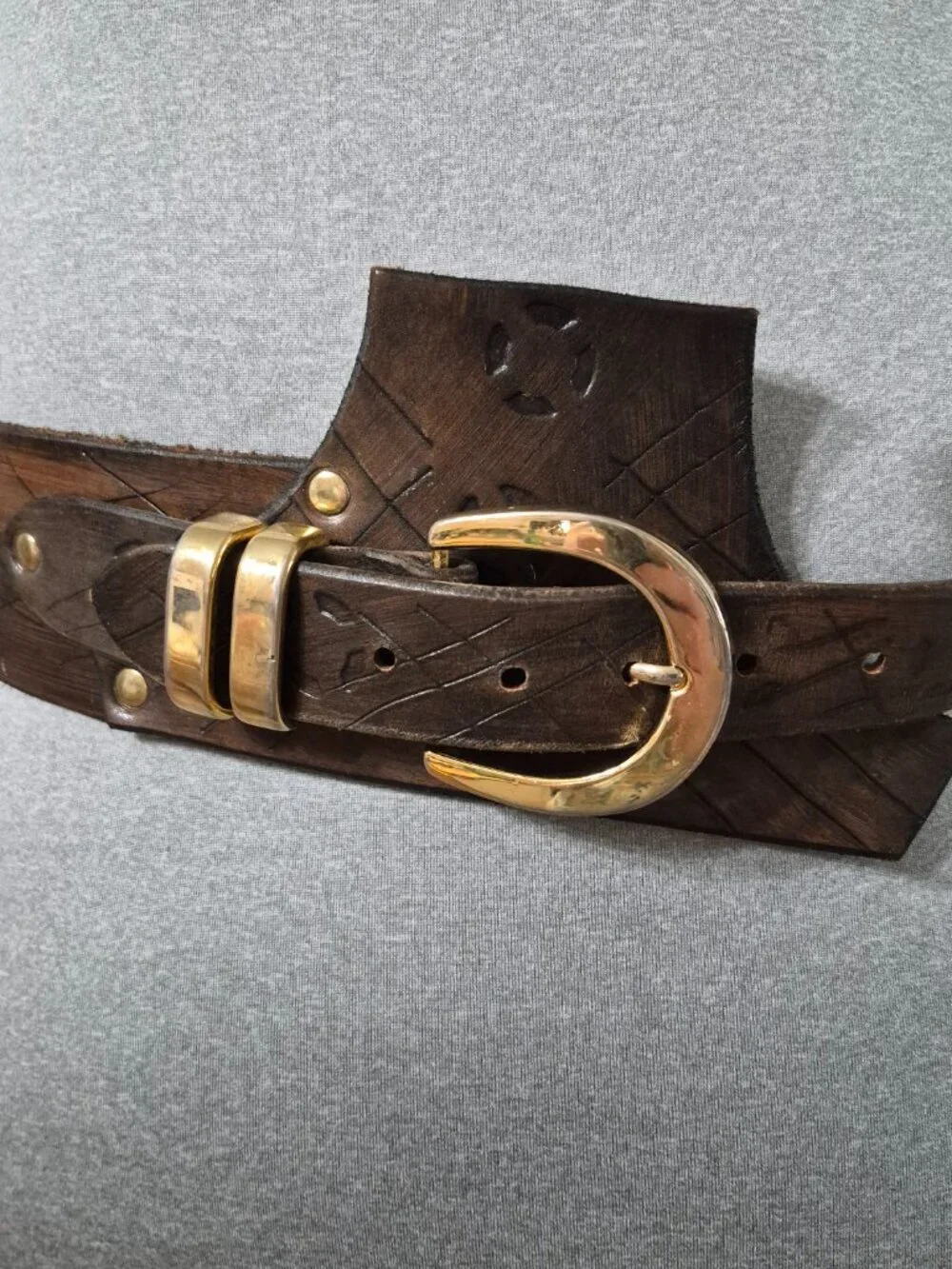 Vintage Steampunk Brown Leather Body Harness & Utility Belt Rig 56